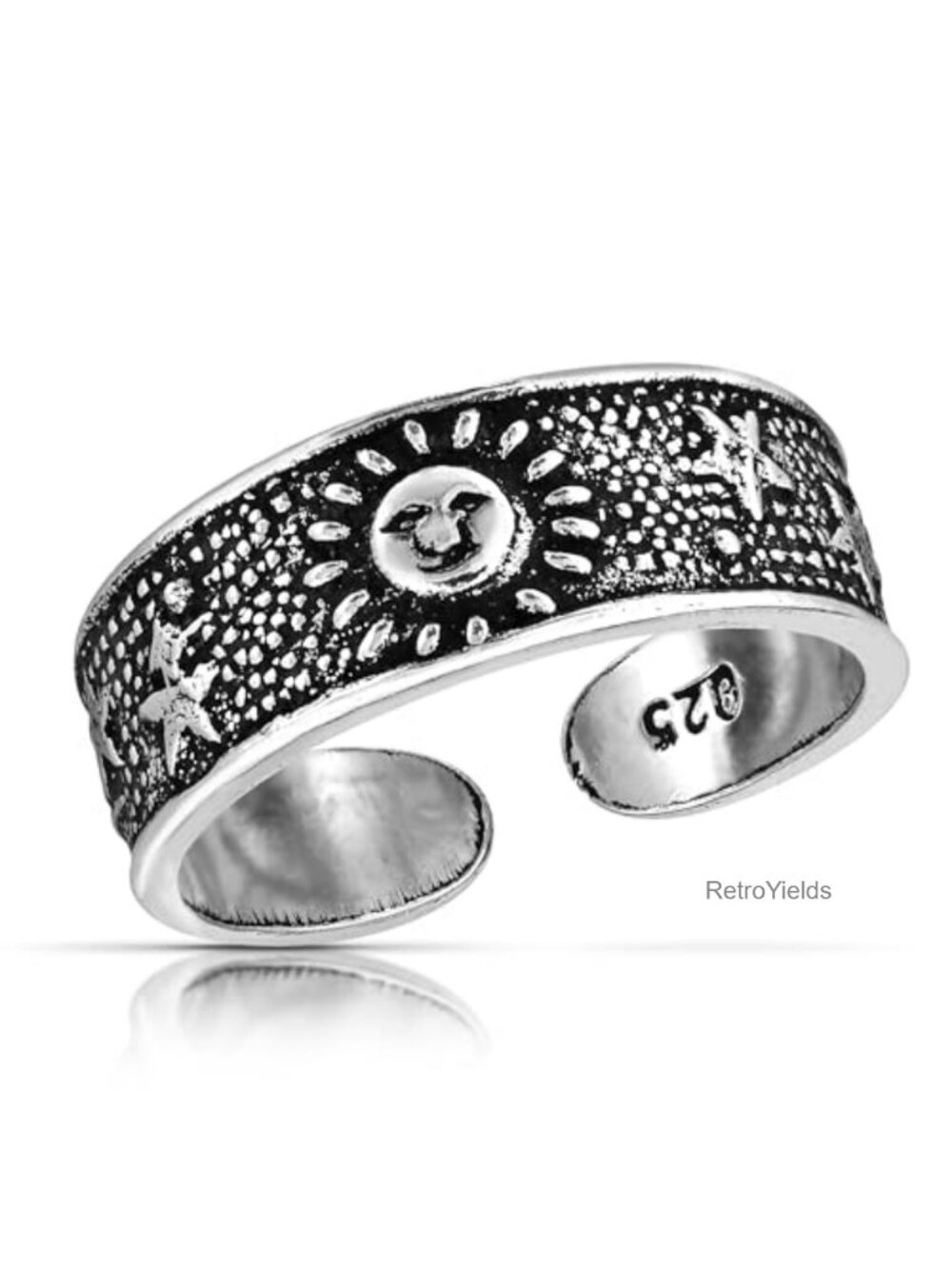 Sterling Silver Adjustable Toe Ring Pinky Ring 5mm Open Band Minimalist Summer